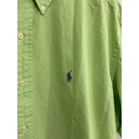 Ralph Lauren Mens Classic Fit Green Short Sleeve Button-Down Shirt Sz Large - Picture 4 of 8
